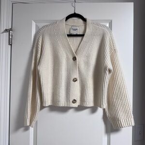 Abercrombie & Fitch Cream Button-Up Cardigan